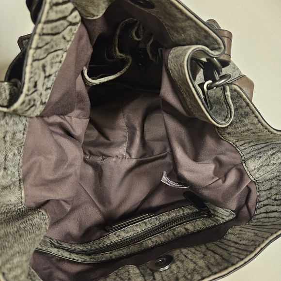 KOOBA Parker Neiman Marcus Gray  LEATHER PURSE crossbody bucket handbag - Picture 12 of 16